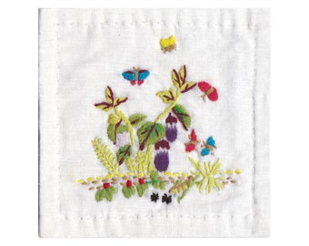 Set of 3 Tea Coasters with Korean Traditional Pattern Embroidery Cotton Fabrics