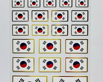 Set of 5 sheets Taegeukgi Korean Flag the National Flag of Korea Printed Stickers Seals