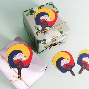 50 tags Korean Traditional Hand Fan Shaped Tags Labels