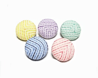 Set of 5 Korea traditional Sewing Quilting Fabric covered Buttons 20mm