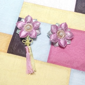 Broche traditionnelle coréenne en forme de fleur avec épingle au dos Épingle à cheveux Accessoires Hanbok