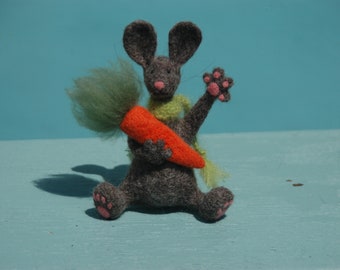 This Nutty Nut Brown Hare is trying to get your attention by waving, while clutching his carroty lunch - he'll always make you smile!