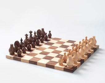 Lovenlight original design chess set with board, handmade with wood