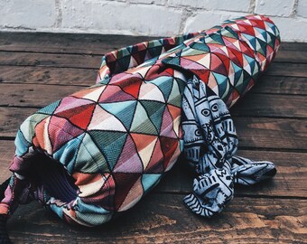 Yoga mat bag - geometric tapestry drawstring pilates bag with pocket - art deco - yoga sling carrier - yoga bag