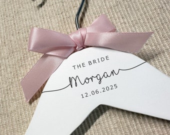 Wedding Hangers, Personalised Hanger for Wedding Day, Engraved Wedding Hangers - Free Ribbon