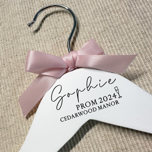 Engraved Hangers for Prom, Personalised White Coat Hanger for Prom Leavers, Prom 2023, School Prom, Personalised Prom Keepsake