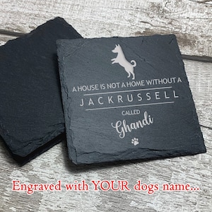 Jack Russell Dog Coaster, Personalised Dog Slate Coaster, Jack Russell Terrier Gift