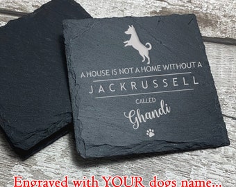 Jack Russell Dog Coaster, Personalised Dog Slate Coaster, Jack Russell Terrier Gift