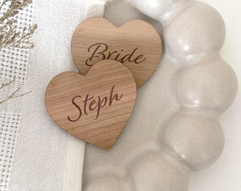 Wedding Place Names, Personalised Rustic Heart Place Setting for Wedding Guests, Table Decor Favours