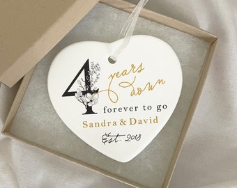 Fourth Anniversary Gift, 4 Years Together Personalised Hanging Heart Plaque, 4th Wedding Anniversary