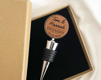 Engagement Gift, Personalised Gift for Newly Engaged Couple, Bottle Stopper for Engagement, Engraved