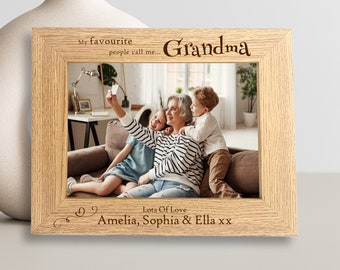 Grandma Photo Frame, Personalised Grandma Gift, Engraved Wooden Frame, 5x7 Picture, Mother's Day Gift Idea