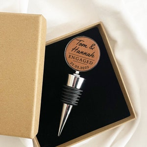 Engagement Gift, Personalised Gift for Newly Engaged Couple, Bottle Stopper for Engagement, Engraved