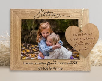 Sisters Photo Frame, Personalised Gift for Sister, Engraved Wooden Frame 5x7, Sister Keepsake Present