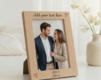 Custom Wood Photo Frame, Engraved Picture Frame, Bespoke Engraving Frame, Personalised Home Decor Any Occasion, Family Gift