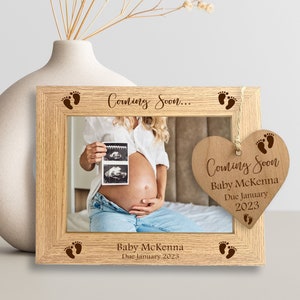 Personalised New Baby Scan Photo Frame & Plaque Keepsake - Engraved Personalized Gift for Baby Shower, Grandparents, Pregnancy Announcement