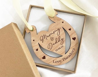Mummy and Daddy Wedding Gift, Personalised Lucky Horseshoe Plaque