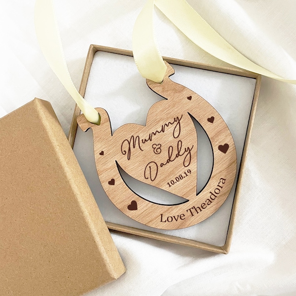 Mummy and Daddy Wedding Gift, Personalised Lucky Horseshoe Plaque, Optional Gift Box, Wedding Present