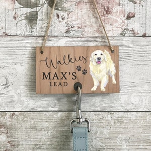 Personalised Golden Retriever Lead Holder, Custom Dog Gift, Decor for Dog Lover, UK free post, Over 25 breeds, UK personalized gift