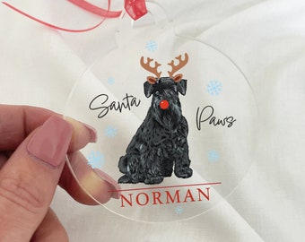 Schnauzer Christmas Dog Bauble, Personalised Hanging Xmas Decoration with Dog Print, Pet Gift Christmas 2023, Dog Plaque
