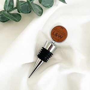 Personalised Leather Bottle Stopper, Unique 3rd Anniversary Gift for Wine Lovers image 4