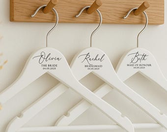 Personalized Wedding Hanger – Engraved Bridal Party Gift, White Wood