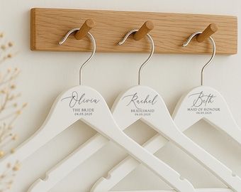 Personalized Wedding Hanger – Engraved Bridal Party Gift, White Wood
