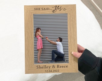 Engaged, Engagement Photo Frame, Personalised Gift for Engaged Couple, 7x5 Picture, She Said Yes