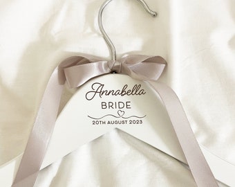 Wedding Coat Hangers, White Engraved Hanger for Wedding Day, Personalised Adult or Child Hangers