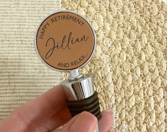 Personalised Retirement Bottle Stopper: Engraved Gift for Wine Lovers