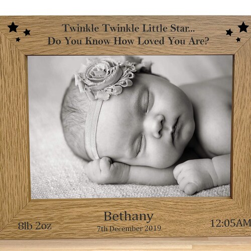 Twinkle Twinkle Star Photo Frame Newborn Baby Shower Christening Unisex Boy Girl 