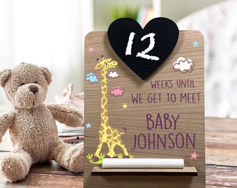 Personalised Baby Arrival Countdown Chalk Plaque Sign, Baby Shower Gift Idea, Due Date Countdown, Baby Announcement, Pregnancy Gift