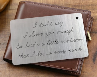 Engraved Metallic Wallet Insert Card | Anniversary Gift for Him