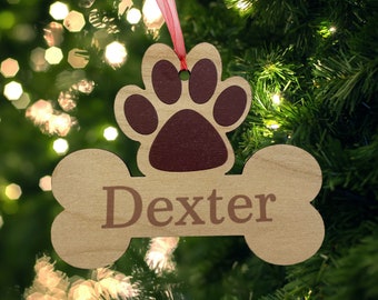 Dog Bauble for Christmas Tree, Personalized Pet Paw Print Christmas Decoration, Personalised Dog Bauble Christmas 2023