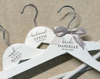 Personalised Bridal Hangers Engraved for Bridesmaid Maid of Honour Flower Girl Bride Wedding Dress - Personalized Bride to Be Gift Keepsake