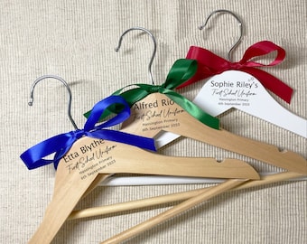 First School Uniform Hanger, Personalised Engraved Child's Hanger, Wooden School Uniform Hangers