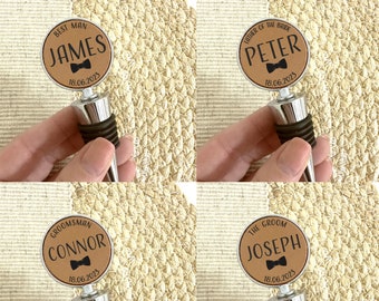 Personalised Leather Bottle Stopper - Wedding Day Gifts, Gifts For Groom, Groomsmen Gift, Gift For Him, Father Of The Bride, Best Man Gifts