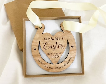 Wedding Gift, Personalised Lucky Horseshoe for Wedding Day Present