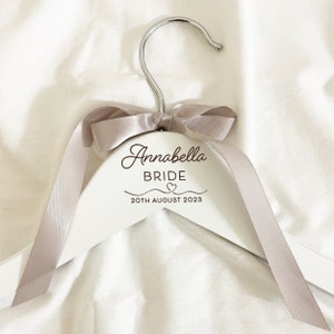 Wedding Coat Hangers, White Engraved Hanger for Wedding Day, Personalised Adult or Child Hangers