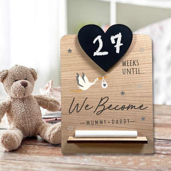 Countdown to Baby Birth, Pregnancy Announcement Sign, Gift for New Parents for Baby Arrival Plaque, Baby Shower Present for Mummy to Be