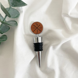 Leather Anniversary Gift, 3rd Anniversary Present, Personalised Bottle Stopper Gift