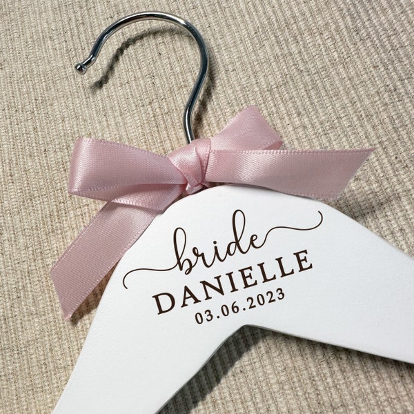 Personalised Wedding Dress Coat Hanger - Engraved Wooden Personalized Wedding Hanger for Bridal Party Bride Maid of Honour Bridesmaid