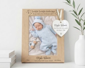 Cadre photo personnalisé pour bébé - Souvenir gravé Twinkle Twinkle