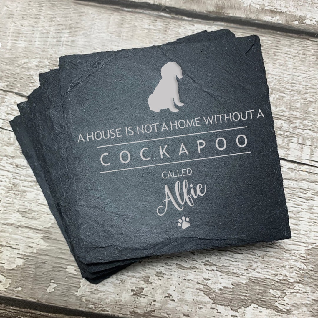 Cockapoo Personalised Slate Coaster | Custom Pet Gift for Dog Lover ...