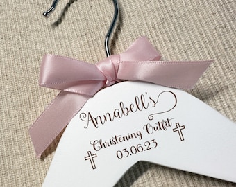 Hanger for Christening / Baptism / First Holy Communion, Personalised Baby Hanger for Gown, Outfit etc. Wooden Engraved Child Hangers