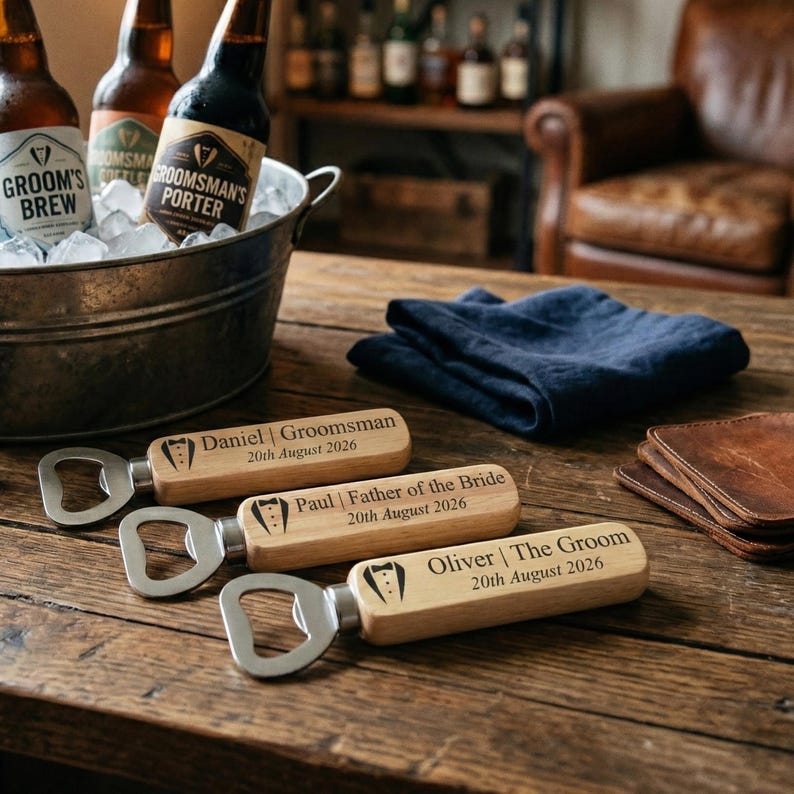 Personalized Wooden Bottle Opener, Groomsmen Gift image 7