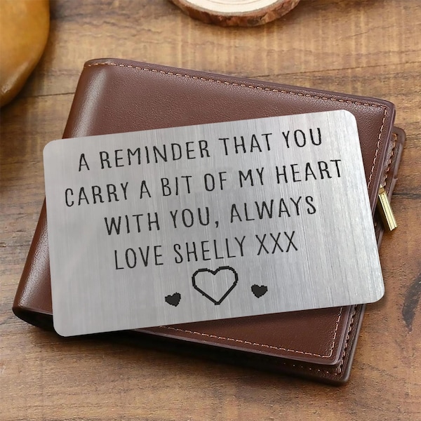 Anniversary gift for him, personalised wallet insert card for husband / boyfriend, romantic keepsake