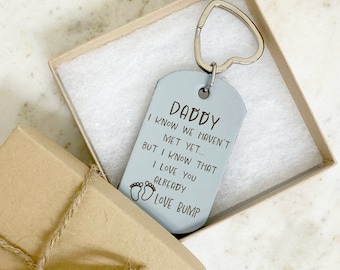 Daddy Love Bump Keyring, Daddy to Be Gift From Mummy's Tummy, Keepsake Keychain from Bump, Dad to Be Gift, Daddy Gift from Baby Bump