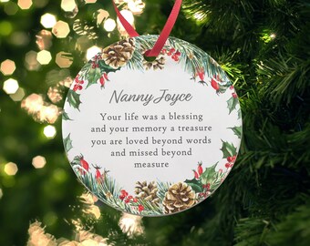 Christmas Memorial Bauble, Personalised Missing You Decoration for Lost Loved Ones