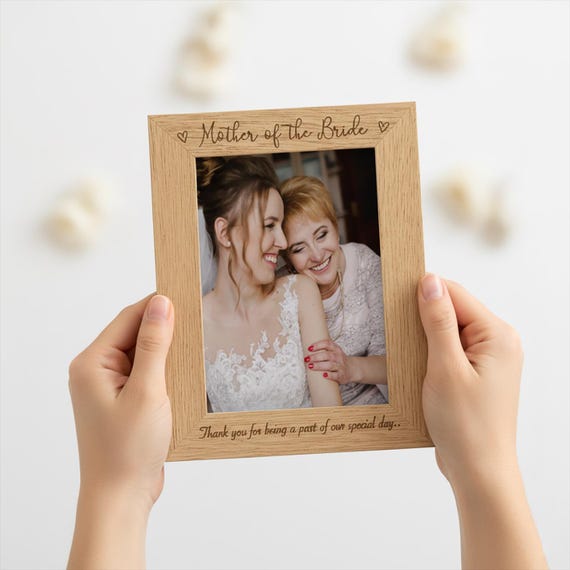 Mother of the Bride Gift, Wedding Photo Frame Bride's Mum Thank You Present, Wooden Engraved